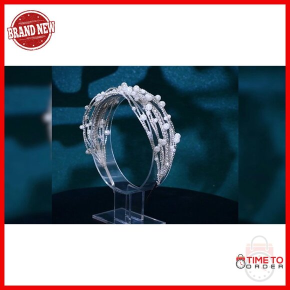 Silver Rhinestone Pearl Wedding Headband Bridal Hair Accessory Alloy - Picture 8 of 8